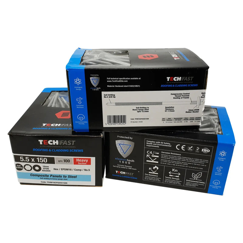 Techfast Hex/EPDM16/Comp/No.5 Per 100 (1000 hours) 5.5x105mm