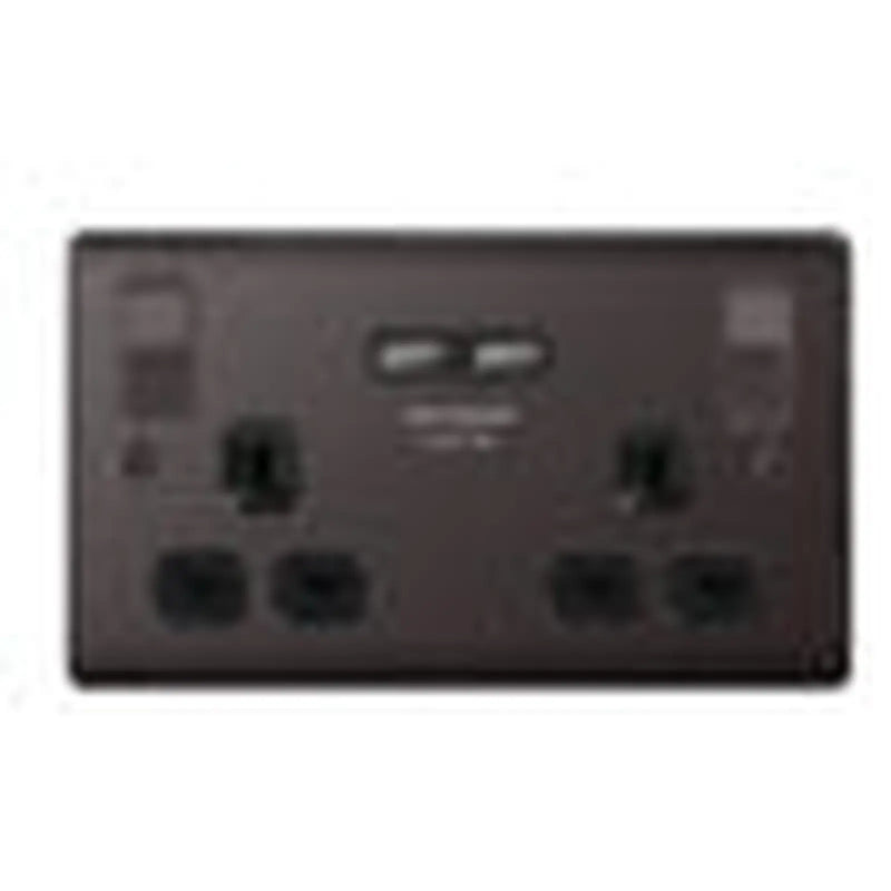 BG 13a 2 Gang Switch Socket & USB Black Nickel With Black Inserts