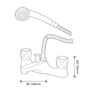SupaPlumb Jura Bath Shower Mixer Tap H: 140mm D: 73mm