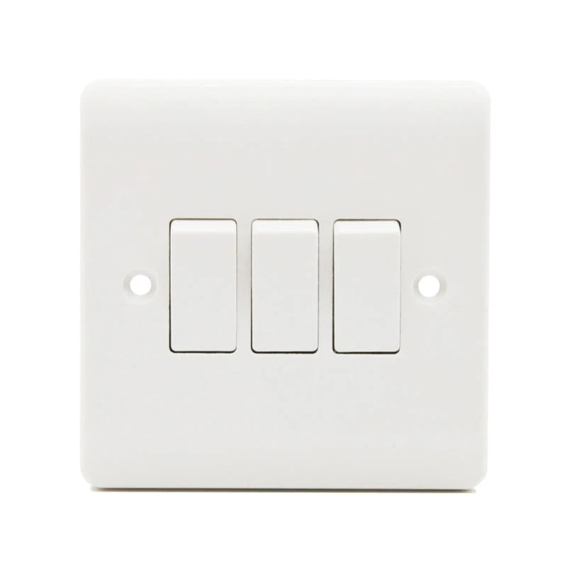 Securlec 3 Gang 2 Way Light Switch Round Edge