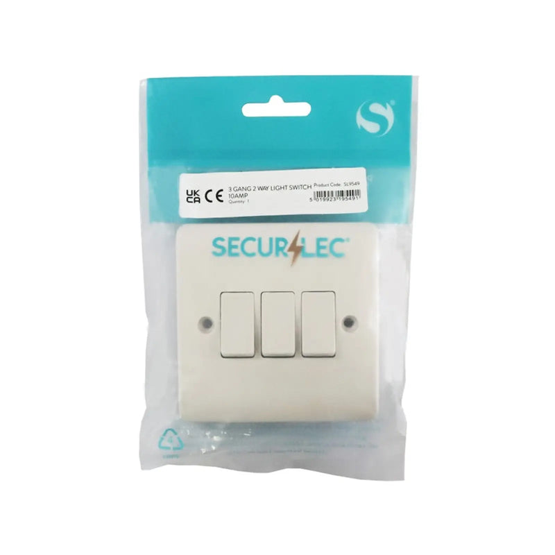 Securlec 3 Gang 2 Way Light Switch Round Edge