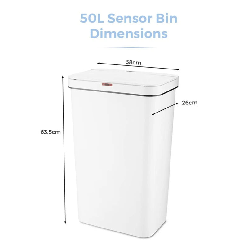 Tower 50L Rectangular Sensor Bin White