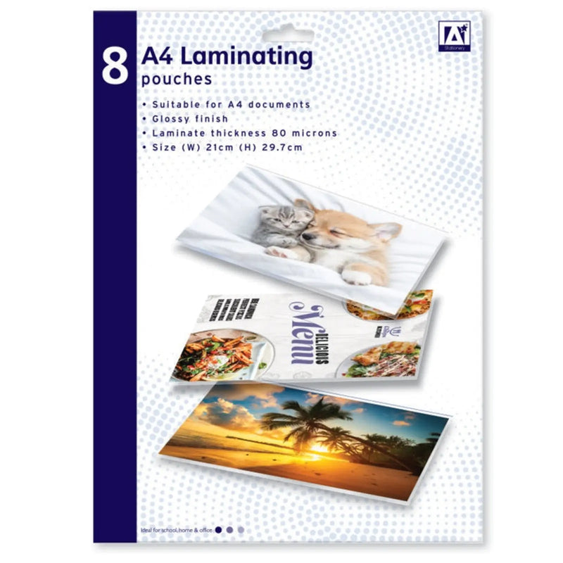I G Design A4 Laminating Pouches Pack 8