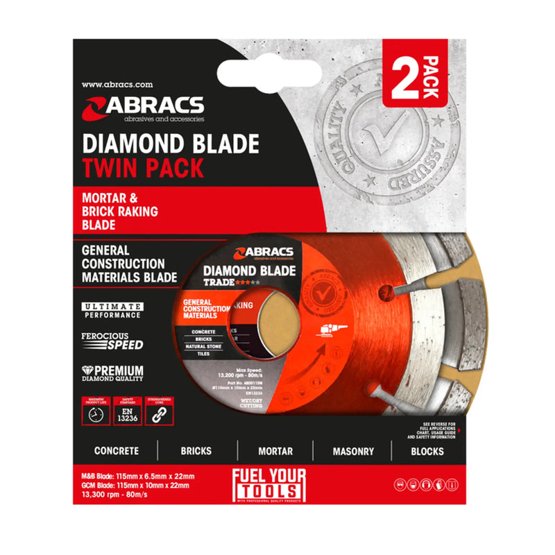 Abracs Mortar & GCM Blade Twin Pack 115mm