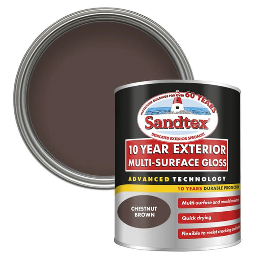 Sandtex 10 Year Exterior Multi Surface Gloss 750ml Chestnut Brown