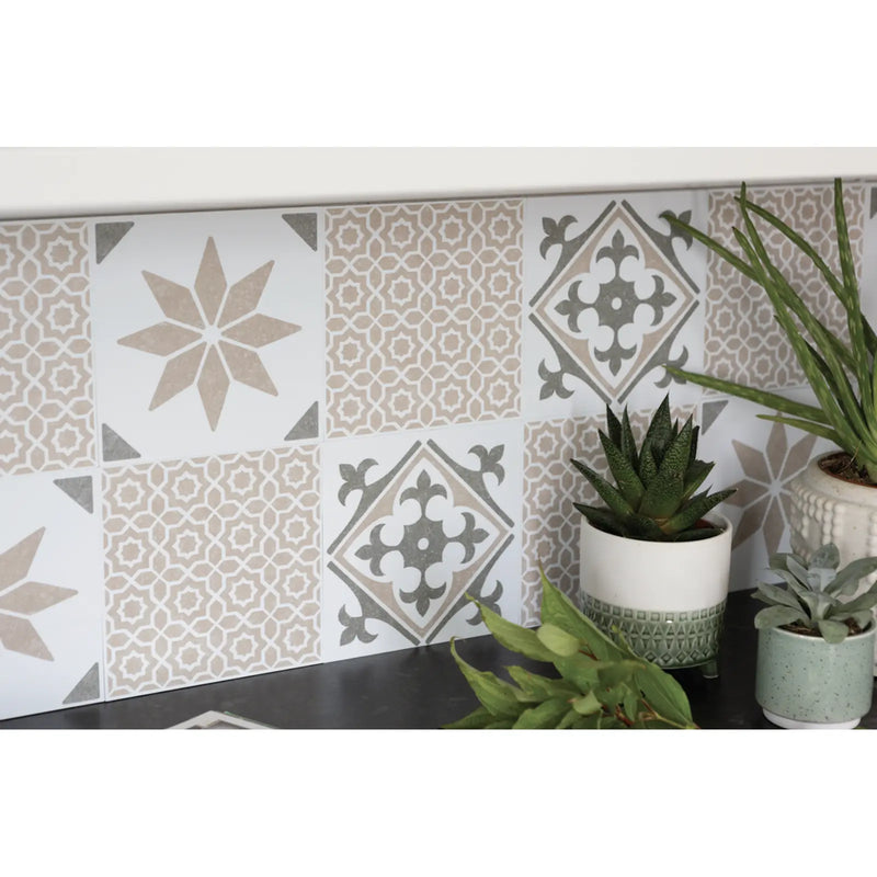 d-c-fix® Self Adhesive Wall Tile Nadia Olive 15cm x 15cm / Pack Of 6