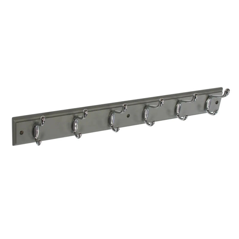 Securit Grey Hat & Coat Board 6 Chrome Plated Hooks