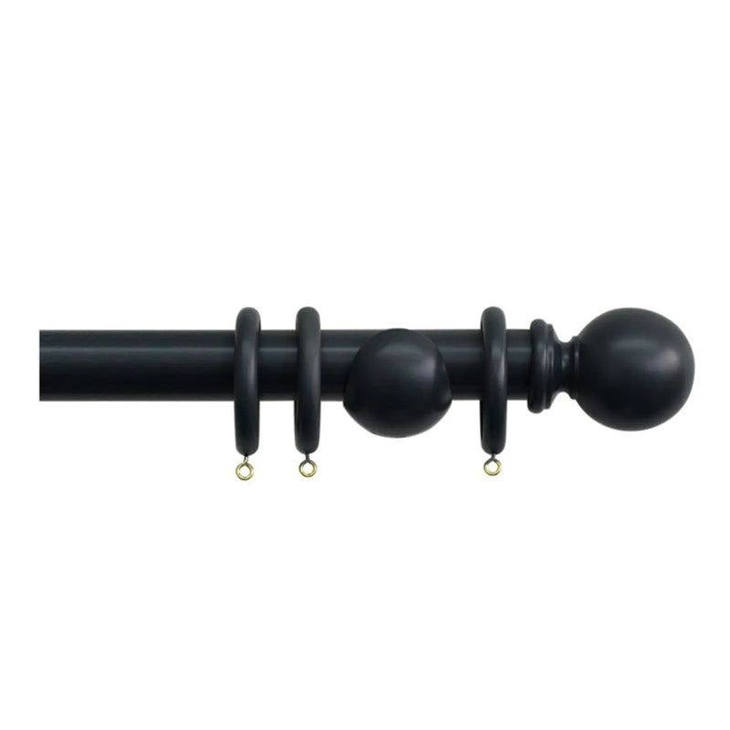 Jones Interiors Shore 35mm Wood Curtain Pole Kit Black 300cm