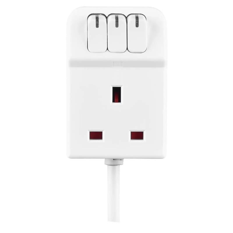 Masterplug 3 Socket 13 Amp Extension Lead White 2m