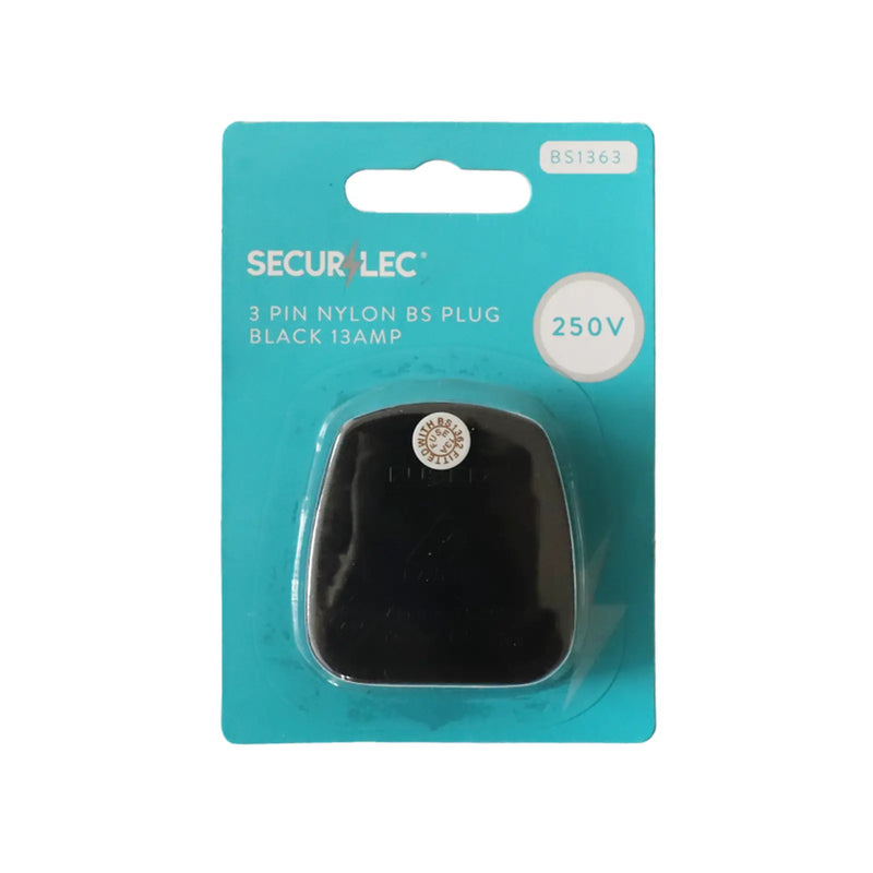 Securlec 3 Pin Nylon Plug Fused Black 13amp