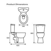 SP Pure Comfort Height One Box Toilet, Seat and Cistern W: 360mm H: 865mm D: 620mm