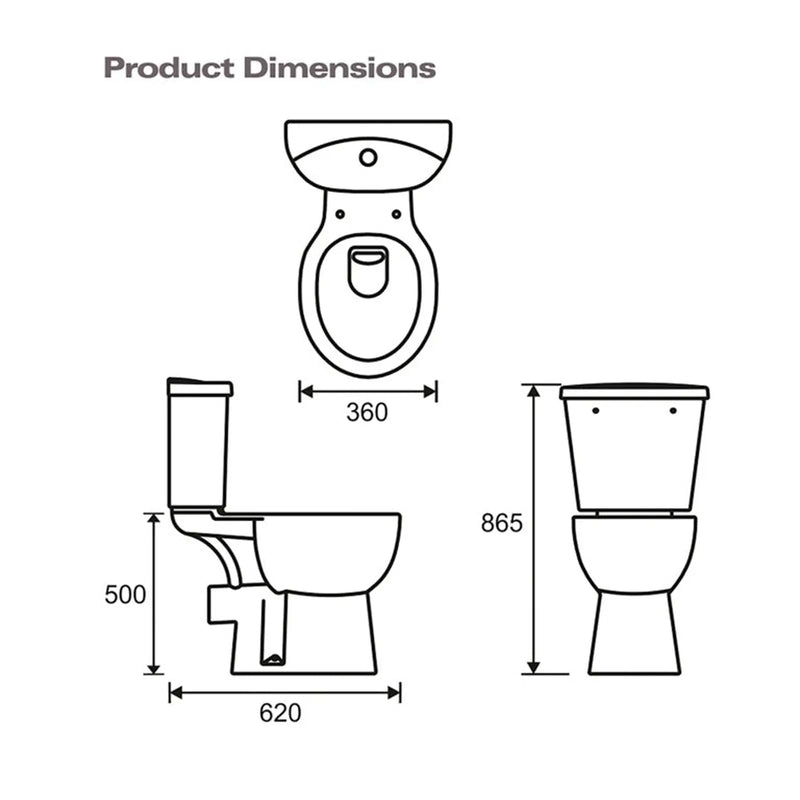 SP Pure Comfort Height One Box Toilet, Seat and Cistern W: 360mm H: 865mm D: 620mm
