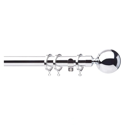 Jones Interiors Cosmos 28mm Metal Curtain Pole Kit Chrome 300cm
