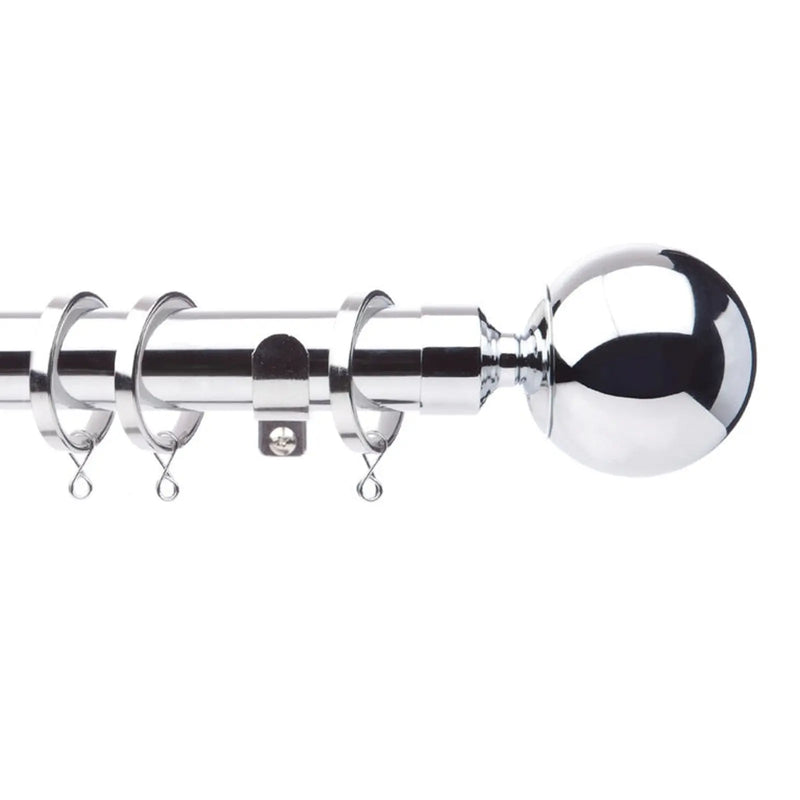 Jones Interiors Cosmos 28mm Metal Curtain Pole Kit Chrome 300cm