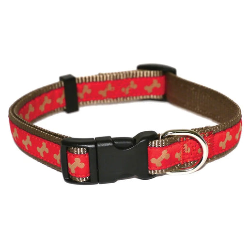 ROSEWOOD Red/Beige Bone Collar Ex Small Dog 10"