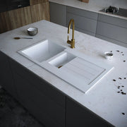 Ellsi White Comite Sink & Waste 1.5 Bowl 100 x 50cm