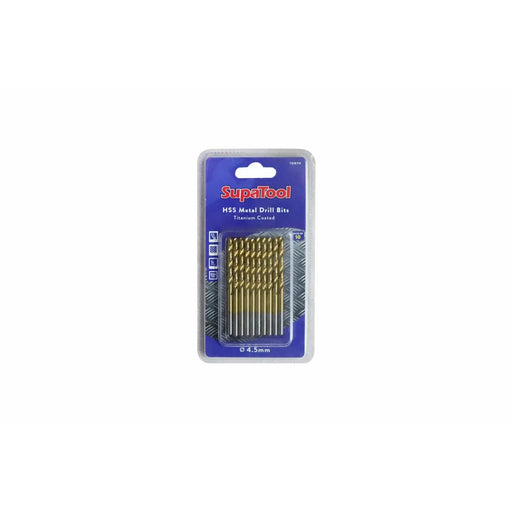 SupaTool Titanium Coated HSS Drill Bits 4.5x80mm 10 Piece