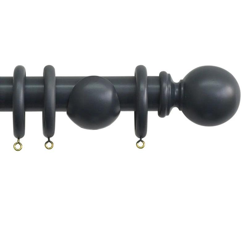 Jones Interiors Shore 35mm Wood Curtain Pole Kit Charcoal 300cm