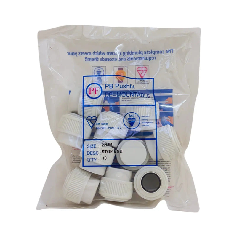 Whitespeed Push-Fit Stop End 22mm Pack 10