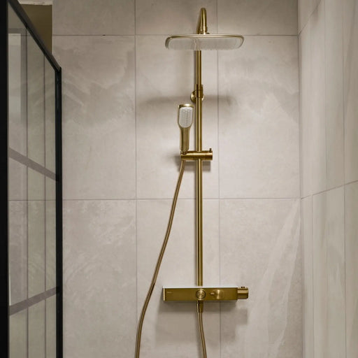 Triton Push Button Thermostatic Mixer Shower Brass