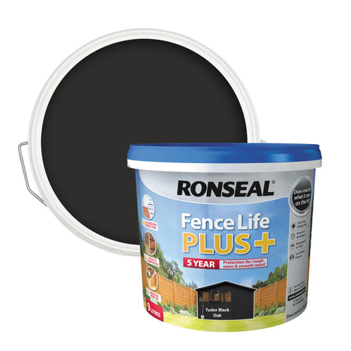 Ronseal Fence Life Plus 9L Tudor Black Oak