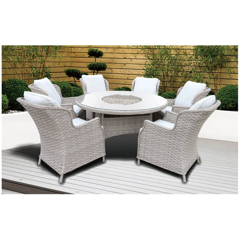Pagoda Chambery Beige Dining Set With Ice Bowl 6 Seat