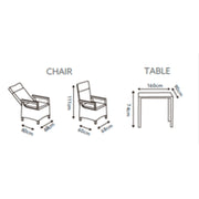 Pagoda St Tropez Reclining Dining Set 6 Seat