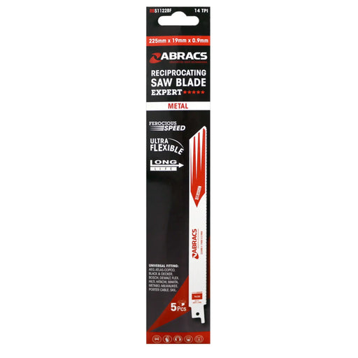 Abracs Reciprocating Saw Blade For Metal Pack 5 225 x 19 x 0.9mm