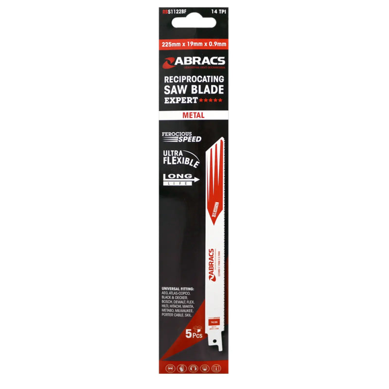 Abracs Reciprocating Saw Blade For Metal Pack 5 225 x 19 x 0.9mm