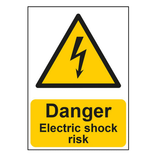 Centurion "Danger Electric Shock Risk" - 1.2mm Recyclable PP Sign (148mm x 210mm) - Min Order 4