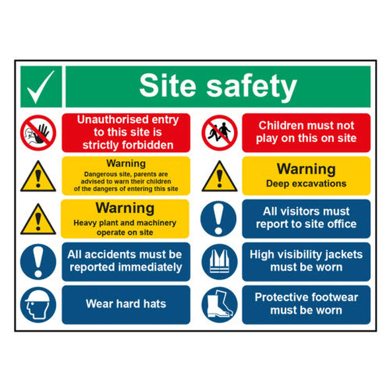 Centurion "Site Safety Notice" - 1.2mm Recyclable PP Sign (800mm x 600mm)