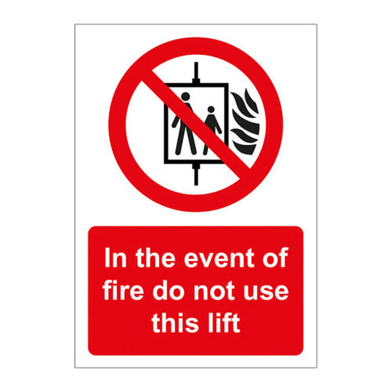 Centurion In The Event Of Fire Do Not Use This Lift 1.2mm Recyclable PP (148 x 210mm) - Min Order 4