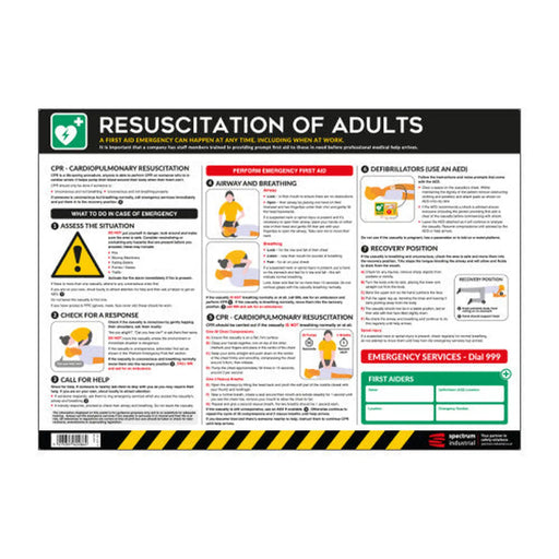Centurion Safety Poster : Resuscitation of Adults - PVC Poster (594 x 420mm)