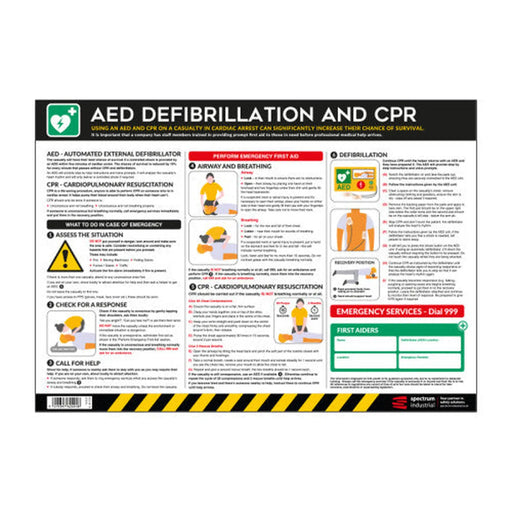 Centurion Safety Poster: AED Defibrillation and CPR - PVC Poster (594 x 420mm)