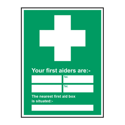 Centurion First aid Your first aiders are: -SAV (450 x 600mm)