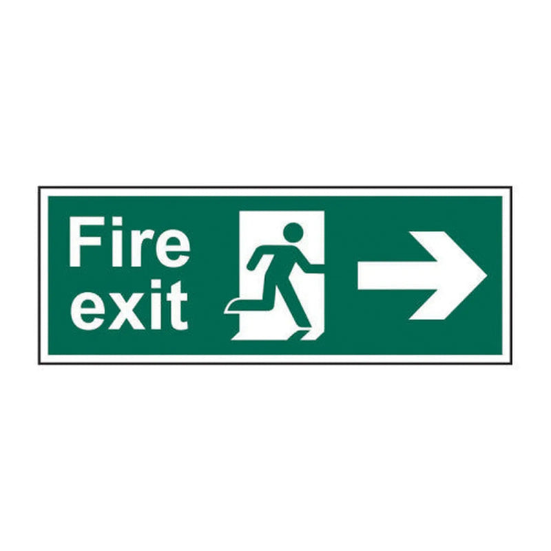Centurion Fire exit (Man arrow right) - SAV (450 x 150mm) - Min Order 2