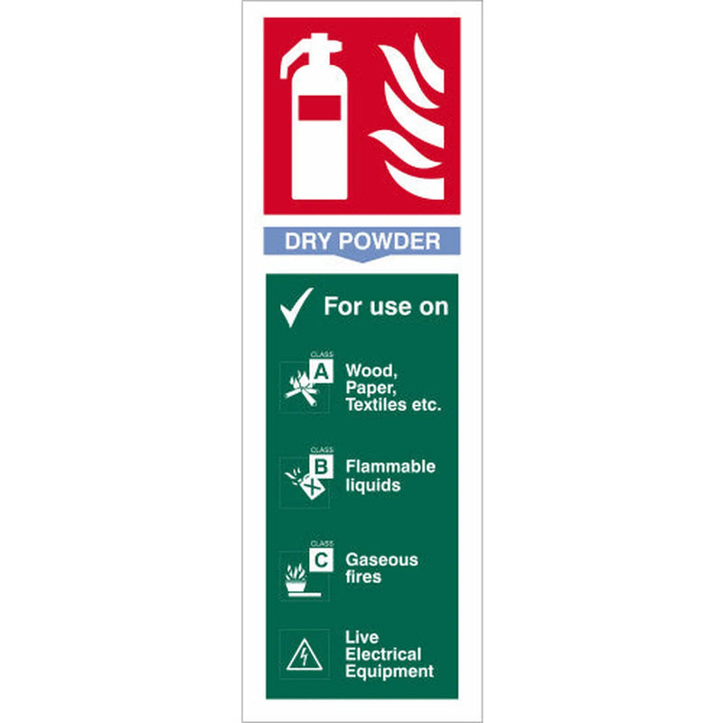 Centurion Dry Powder Fire Extinguisher Sign - Self Adhesive Vinyl - W300mm x H100mm - Min Order 6