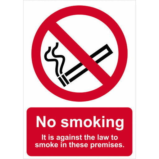 Centurion No smoking It is against the law… 1.2mm Recyclable PP (210 x 297mm) - Min Order 2