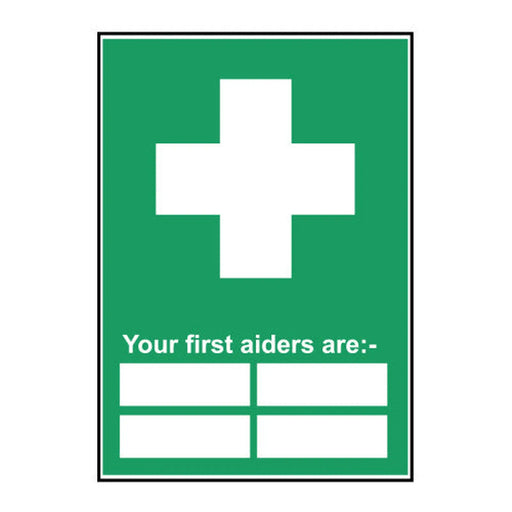 Centurion First aid Your first aiders are 1.2mm Recyclable PP (297 x 420mm) - Min Order 2