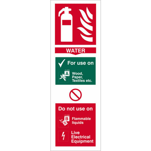 Centurion Water Fire Extinguisher Sign - Self Adhesive Vinyl - W300mm x H100mm - Min Order 6