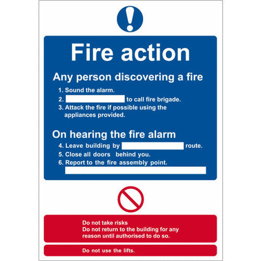 Centurion Fire action procedure 1.2mm Recyclable PP (148 x 210mm) - Min Order 4