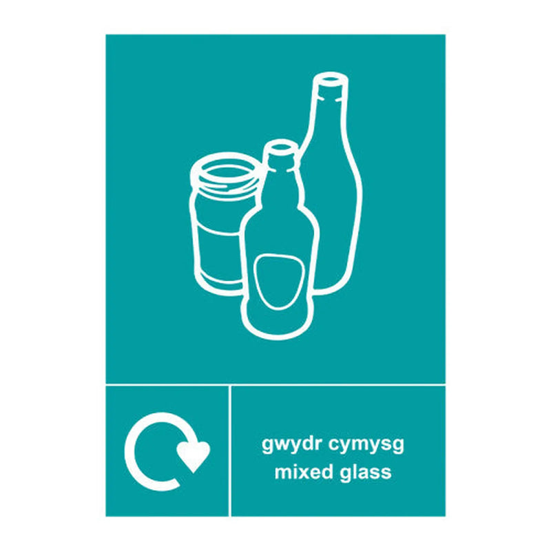 Centurion Recycling Welsh / English: Mixed glass - SAV (148 x 210mm) - Min Order 4