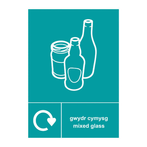 Centurion Recycling Welsh / English: Mixed glass - SAV (210 x 297mm - Min Order 2
