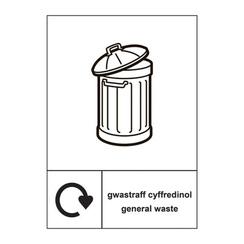 Centurion Recycling Welsh / English: General Waste - SAV (148 x 210mm) - Min Order 4