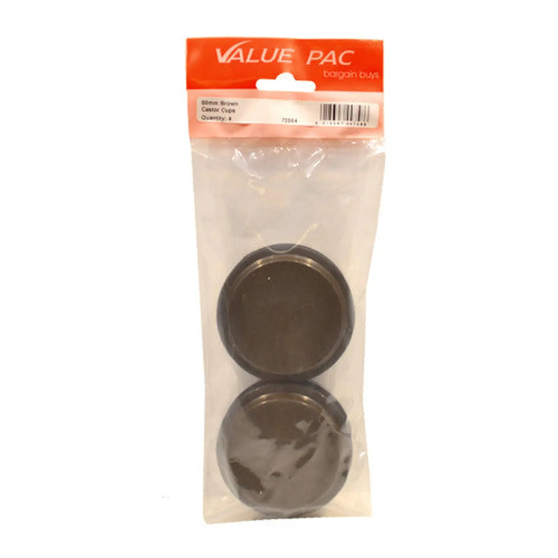 Centurion 60mm Brown Castor Cups. - Pack of 10