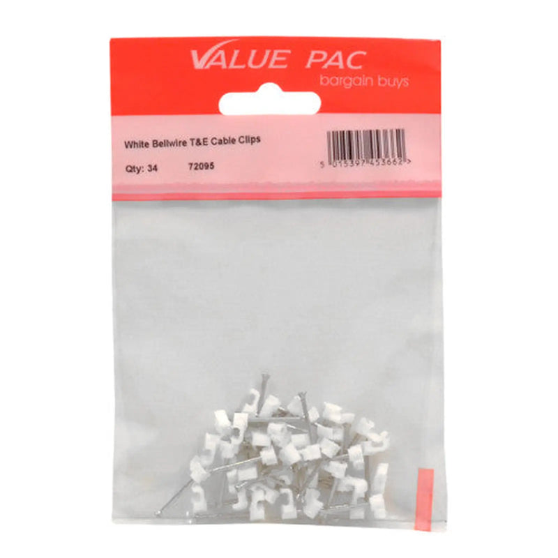 Centurion Bellwire T+E White Cable Clip - Pack of 10