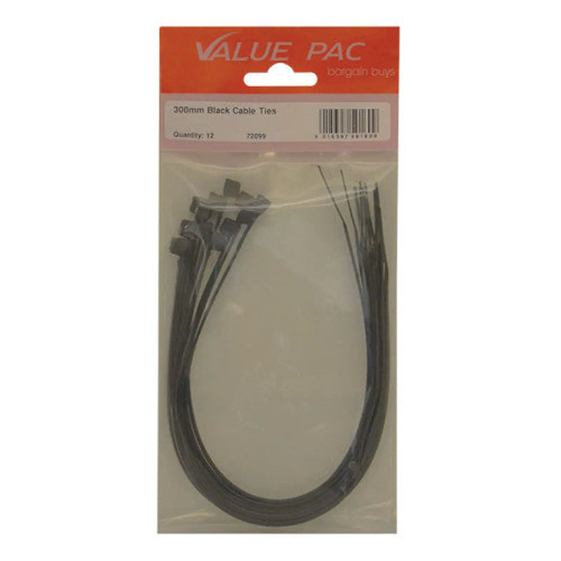 Centurion 300mm Black Cable Ties - Pack of 10