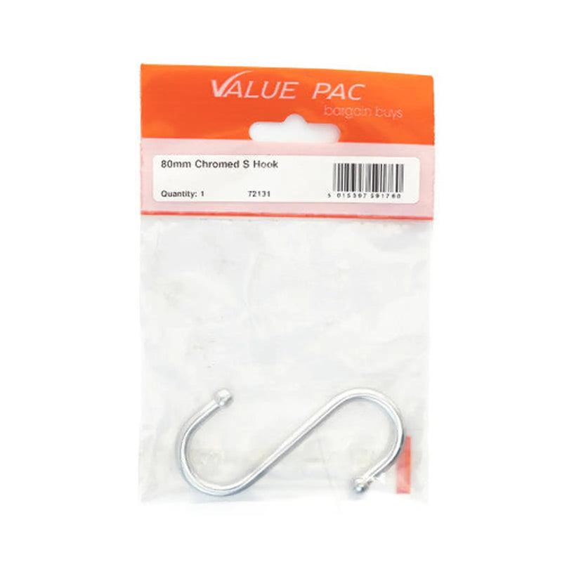 Centurion 80mm Chromed Kitchen S Hook - Pack of 10