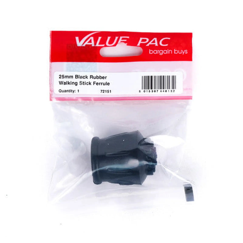 Centurion 25mm Black Rubber Walking Stick Ferrule - Pack of 10