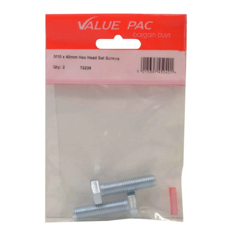 Centurion M10 x 40mm Hex Head Set Screws (Pack of 2) - Pack of 10